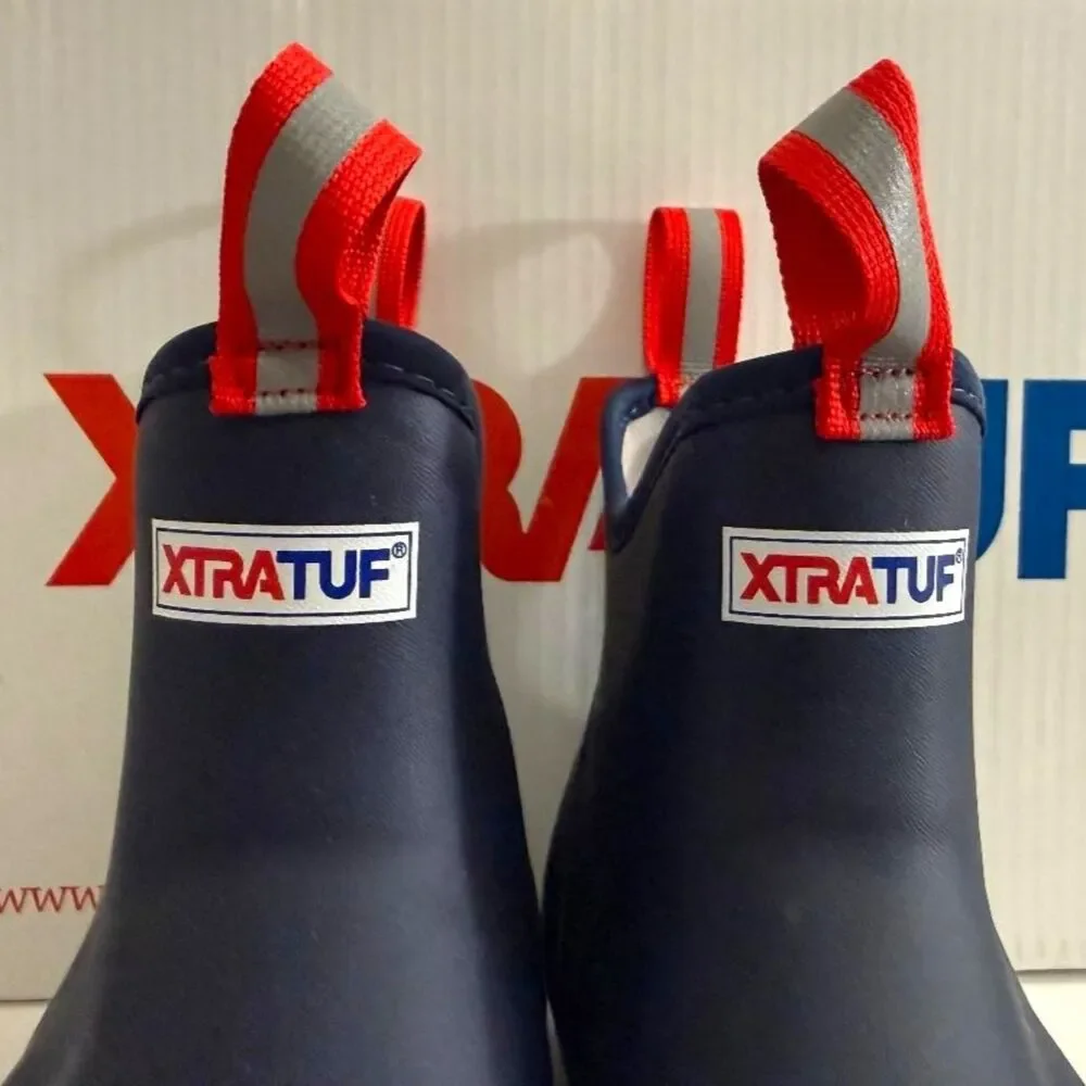 XTRATUF Men's Navy/Red Ankle Deck Boot, NWT! Size 9